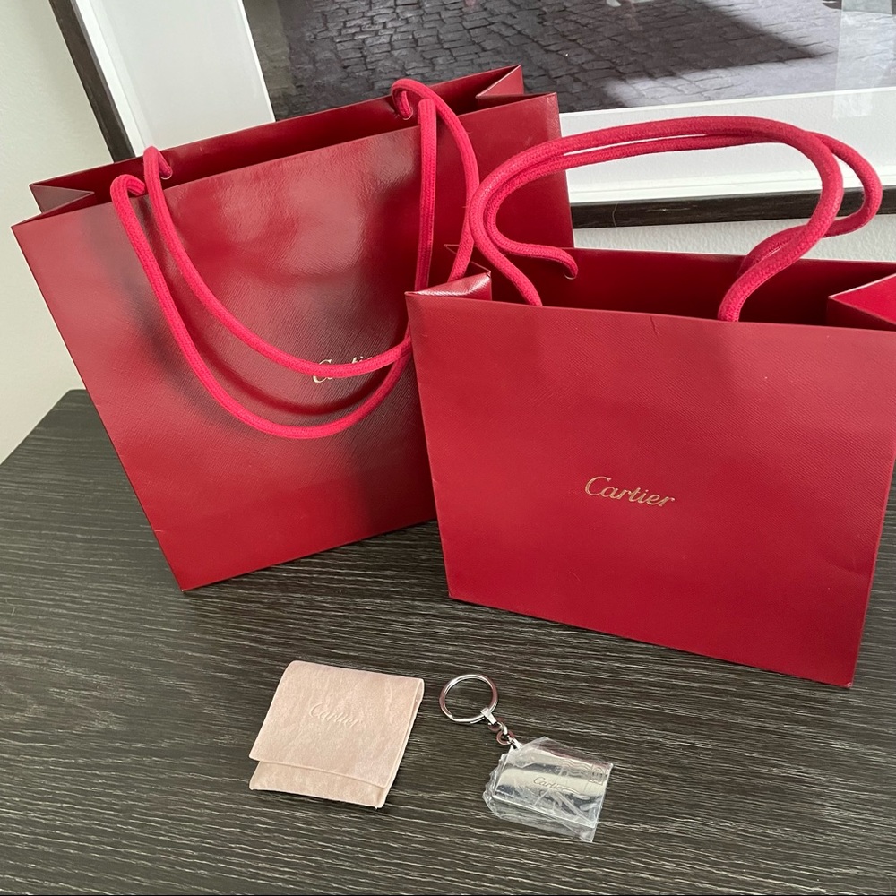 CARTIER NWT Envelope Keychain and extra Cartier shipping totes